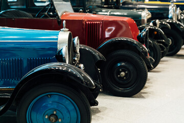 Fototapeta premium a lot of vintage cars are in the garage for the trip