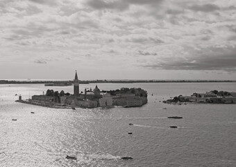 vista monocromatica della meravigliosa isola della giudecca a venezia