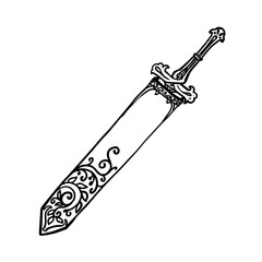 sheathed sword vector illustration on white background