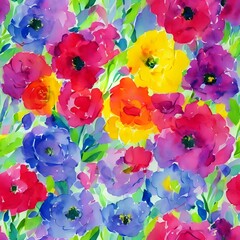 The watercolor flower bouquet is beautiful. The flowers are RenderText and the colors are very vibrant. The background is a light blue color, and the overall effect is stunning.