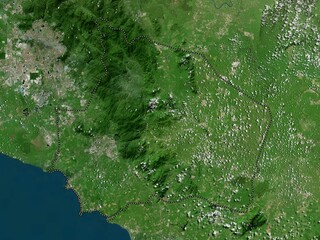 Negeri Sembilan, Malaysia. High-res satellite. No legend - obrazy, fototapety, plakaty