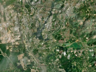 Putrajaya, Malaysia. High-res satellite. No legend - obrazy, fototapety, plakaty
