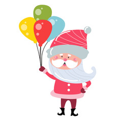 Cute Santa Claus cartoon on white background perfect for Christmas cards.