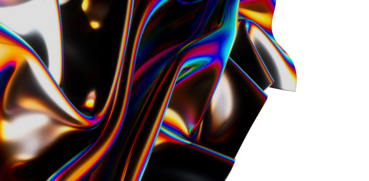 Fluid design twisted shapes holographic 3D abstract background iridescent wallpaper