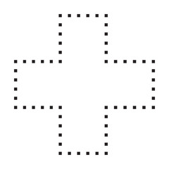 Cross symbol dotted shape vector icon for creative graphic design ui element in a pictogram illustration