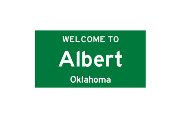 Albert, Oklahoma, USA. City limit sign on transparent background. 