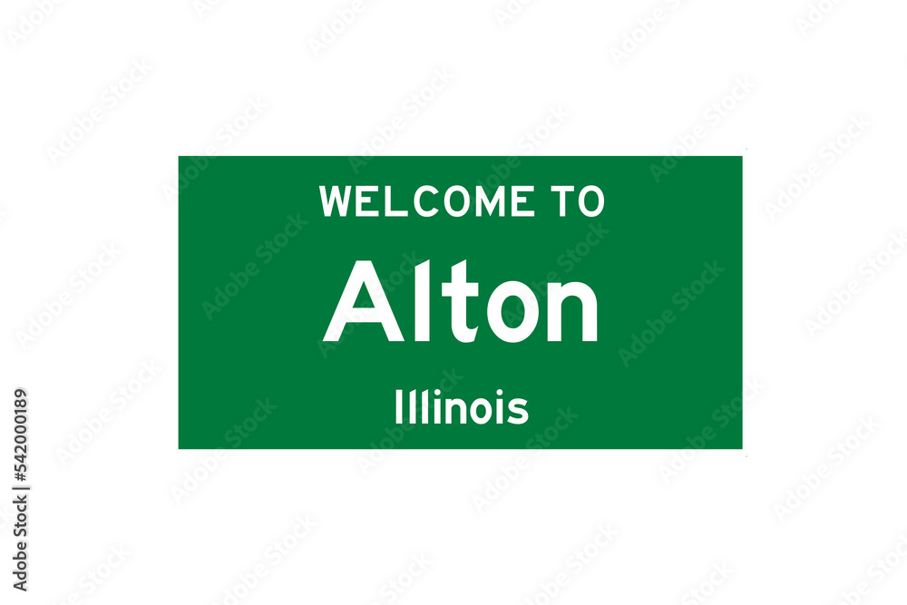 Wall mural Alton, Illinois, USA. City limit sign on transparent background.  - Wall murals