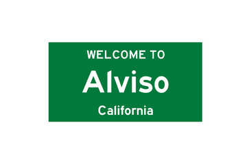 Alviso, California, USA. City limit sign on transparent background. 