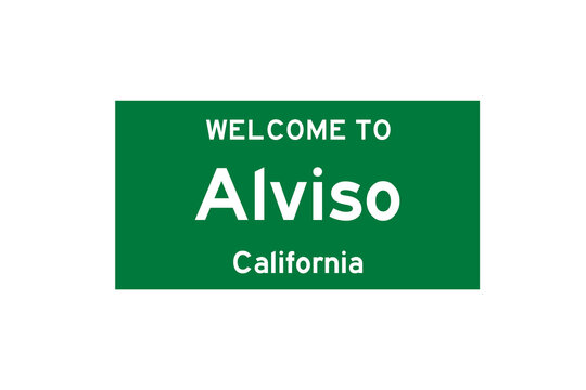 Alviso, California, USA. City limit sign on transparent background. 
