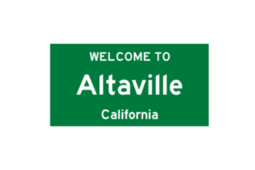 Altaville, California, USA. City limit sign on transparent background. 