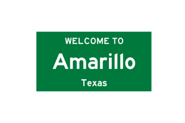 Amarillo, Texas, USA. City limit sign on transparent background. 