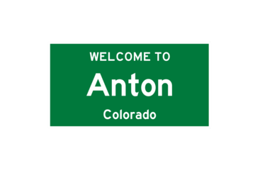 Anton, Colorado, USA. City limit sign on transparent background. 