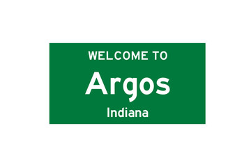 Argos, Indiana, USA. City limit sign on transparent background. 