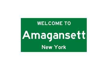 Amagansett, New York, USA. City limit sign on transparent background. 