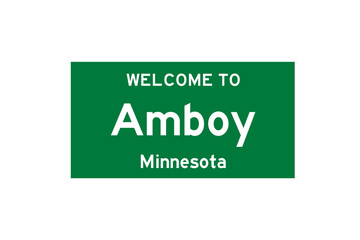 Amboy, Minnesota, USA. City limit sign on transparent background. 