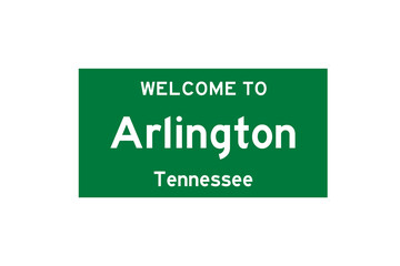 Arlington, Tennessee, USA. City limit sign on transparent background. 