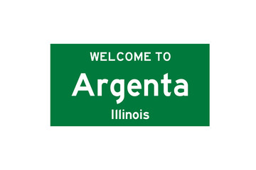 Argenta, Illinois, USA. City limit sign on transparent background. 