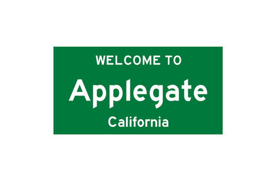 Applegate, California, USA. City limit sign on transparent background. 