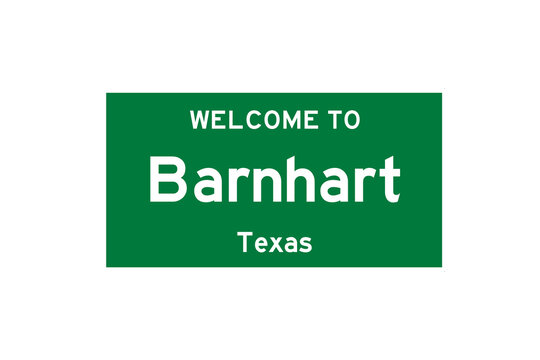 Barnhart, Texas, USA. City limit sign on transparent background. 