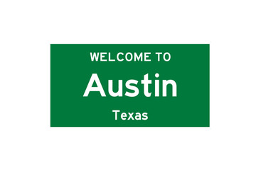 Austin, Texas, USA. City limit sign on transparent background. 