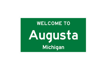 Augusta, Michigan, USA. City limit sign on transparent background. 