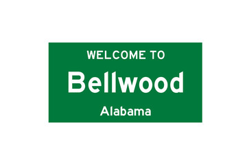 Bellwood, Alabama, USA. City limit sign on transparent background. 