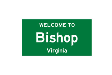 Bishop, Virginia, USA. City limit sign on transparent background. 