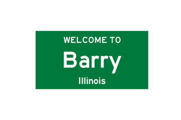Barry, Illinois, USA. City limit sign on transparent background. 