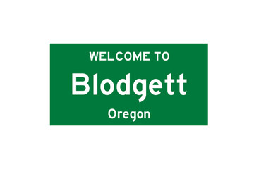 Blodgett, Oregon, USA. City limit sign on transparent background. 