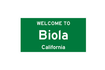 Biola, California, USA. City limit sign on transparent background. 