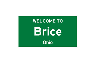 Brice, Ohio, USA. City limit sign on transparent background. 