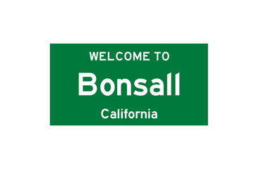 Bonsall, California, USA. City limit sign on transparent background. 