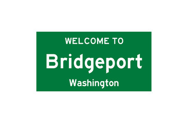 Bridgeport, Washington, USA. City limit sign on transparent background. 