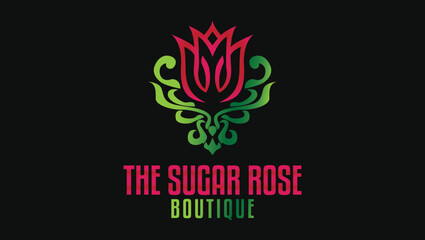 Luxury Creative Modern Colorful Rose Flower Logo Design Template
