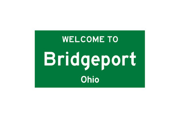 Bridgeport, Ohio, USA. City limit sign on transparent background. 