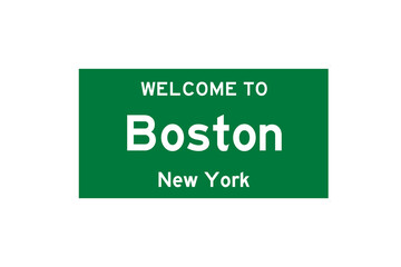 Boston, New York, USA. City limit sign on transparent background. 