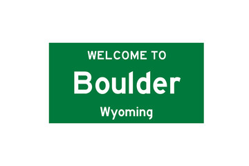 Boulder, Wyoming, USA. City limit sign on transparent background. 