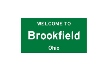 Brookfield, Ohio, USA. City limit sign on transparent background. 