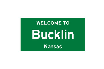 Bucklin, Kansas, USA. City limit sign on transparent background. 