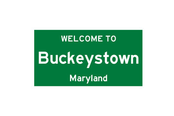 Buckeystown, Maryland, USA. City limit sign on transparent background. 