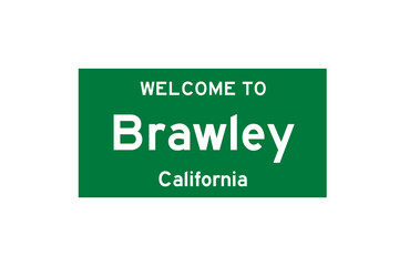 Brawley, California, USA. City limit sign on transparent background. 