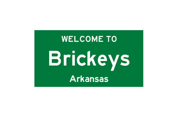 Brickeys, Arkansas, USA. City limit sign on transparent background. 