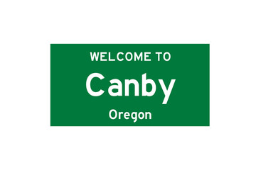 Canby, Oregon, USA. City limit sign on transparent background. 