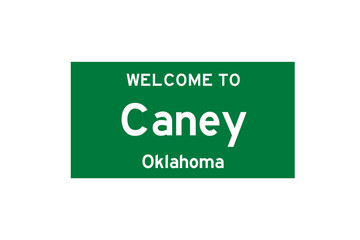 Caney, Oklahoma, USA. City limit sign on transparent background. 