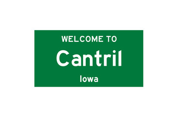 Cantril, Iowa, USA. City limit sign on transparent background. 