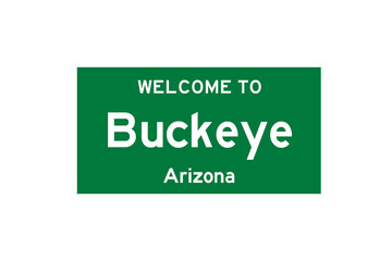 Buckeye, Arizona, USA. City limit sign on transparent background. 