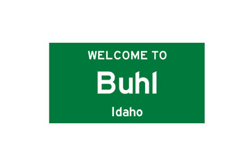 Buhl, Idaho, USA. City limit sign on transparent background. 
