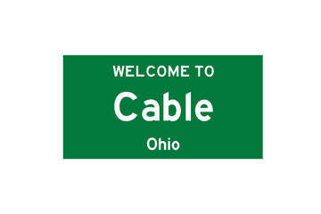 Cable, Ohio, USA. City limit sign on transparent background. 