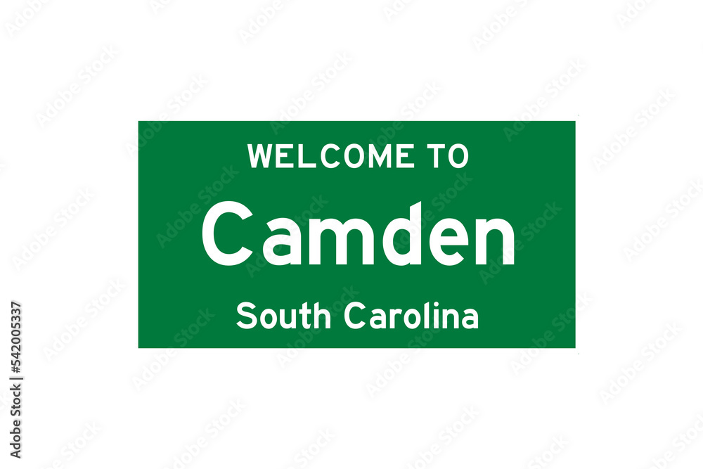 Wall mural camden, south carolina, usa. city limit sign on transparent background.