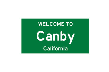 Canby, California, USA. City limit sign on transparent background. 